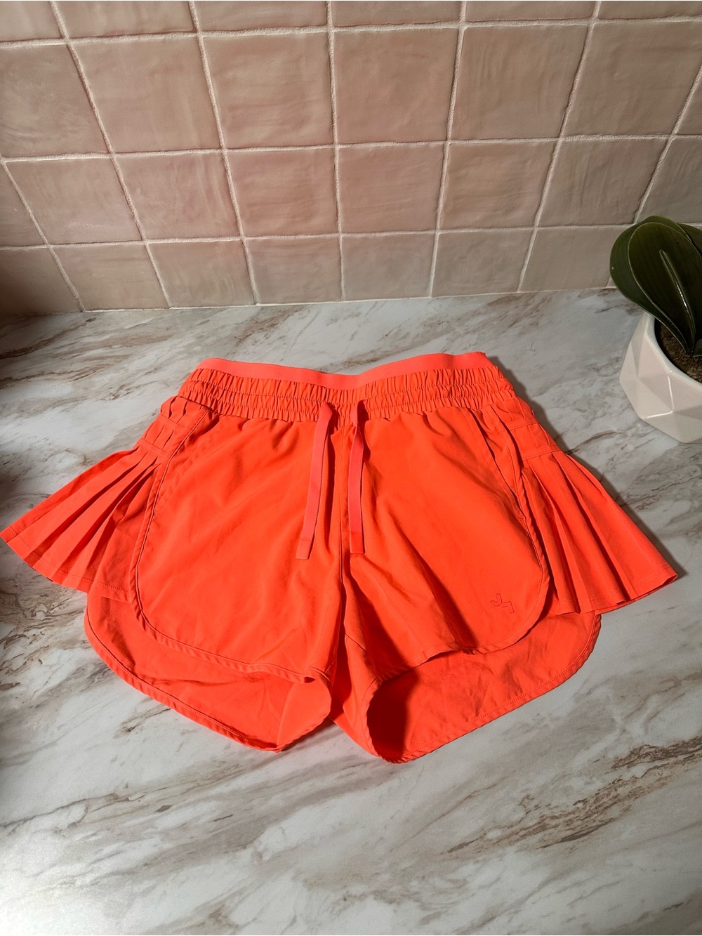 JoyLab Neon Coral Athletic Shorts with Side Pleats
